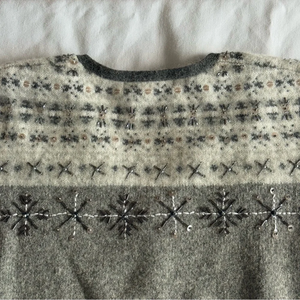 Jillian Jones Wool Cardigan Size S‎ Angora Fair Isle Nordic 90s Knit Cabin